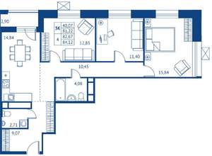 3-к квартира, строящийся дом, 81м2, 4/22 этаж