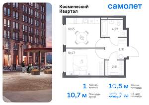 1-к квартира, вторичка, 33м2, 13/17 этаж