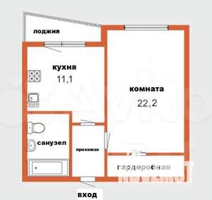 1-к квартира, вторичка, 43м2, 3/17 этаж