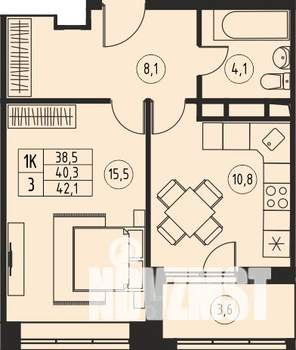 1-к квартира, строящийся дом, 40м2, 16/17 этаж