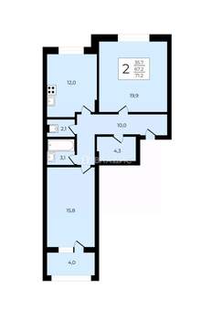 2-к квартира, вторичка, 70м2, 1/4 этаж