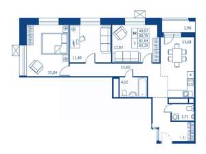 3-к квартира, строящийся дом, 80м2, 3/16 этаж