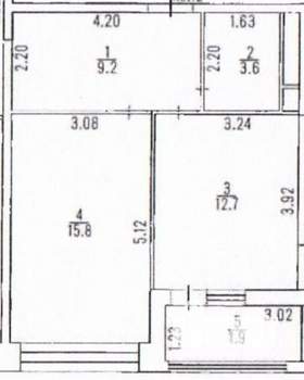 1-к квартира, вторичка, 41м2, 2/17 этаж