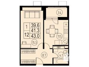 1-к квартира, вторичка, 41м2, 9/17 этаж