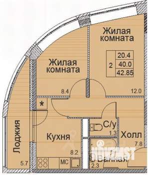 2-к квартира, вторичка, 39м2, 4/18 этаж