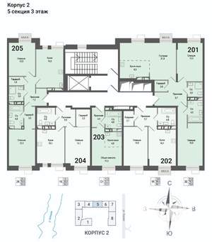 2-к квартира, строящийся дом, 60м2, 3/8 этаж