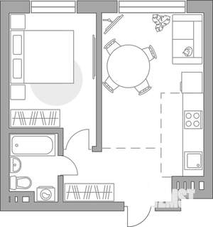 2-к квартира, строящийся дом, 39м2, 4/4 этаж