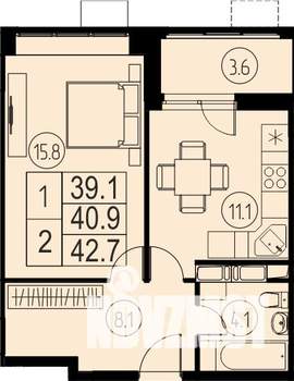 1-к квартира, вторичка, 41м2, 16/17 этаж