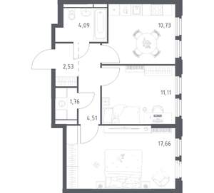 2-к квартира, вторичка, 52м2, 8/17 этаж