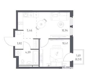 1-к квартира, вторичка, 35м2, 9/17 этаж