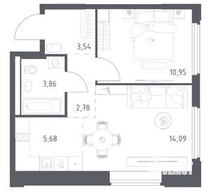 1-к квартира, вторичка, 41м2, 14/17 этаж